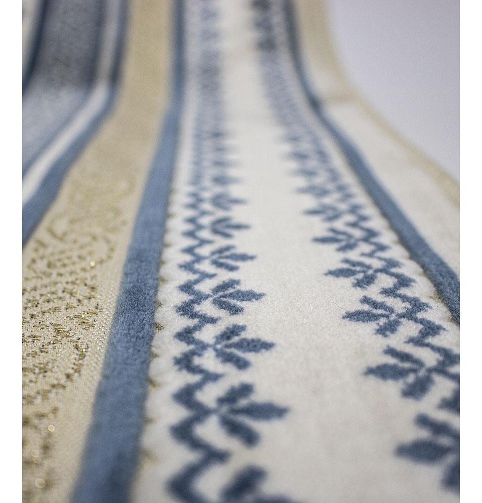 Modefa Prayer Rug Velvet Floral Stamp Islamic Prayer Rug - Blue