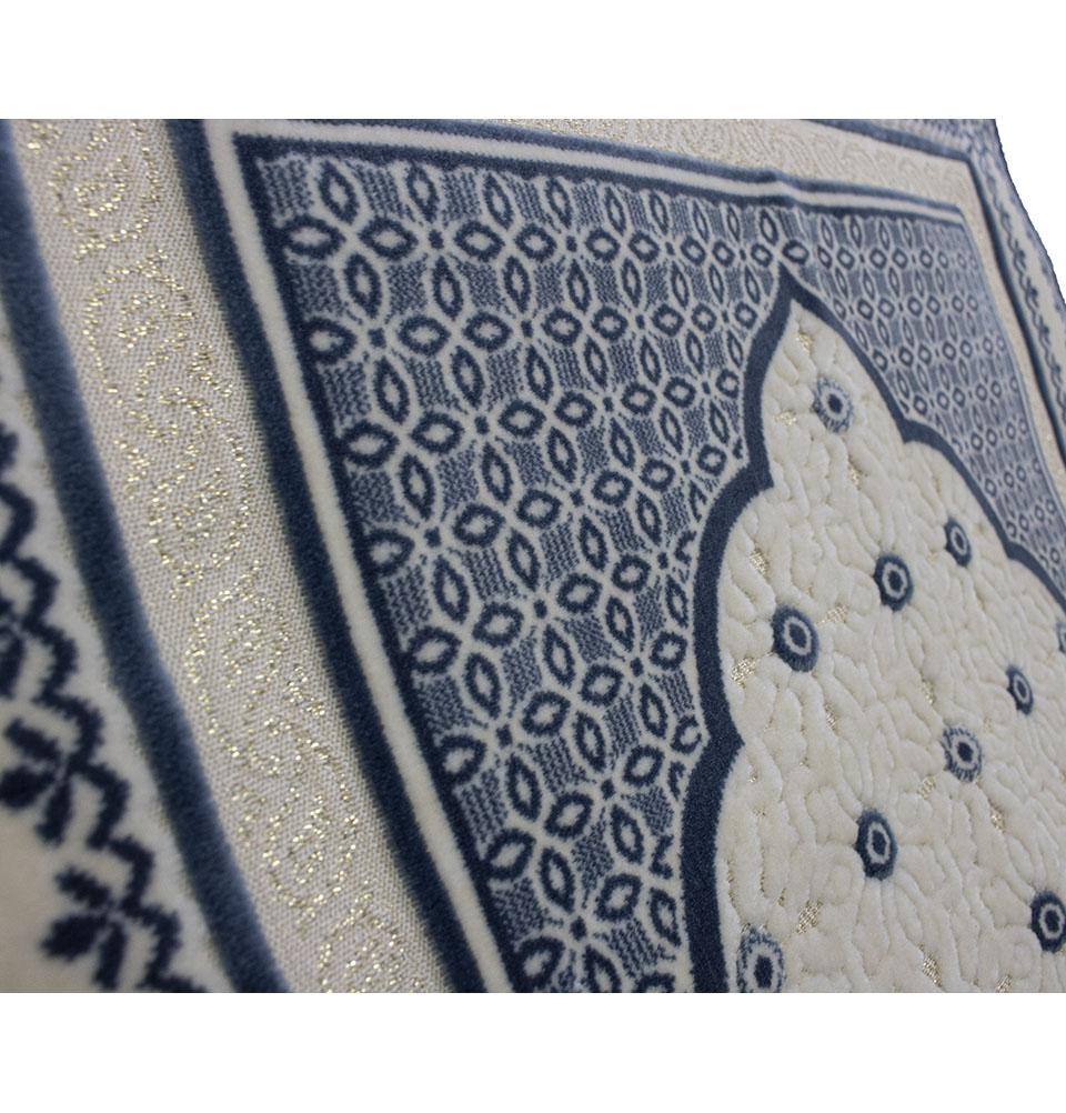 Modefa Prayer Rug Velvet Floral Stamp Islamic Prayer Rug - Blue