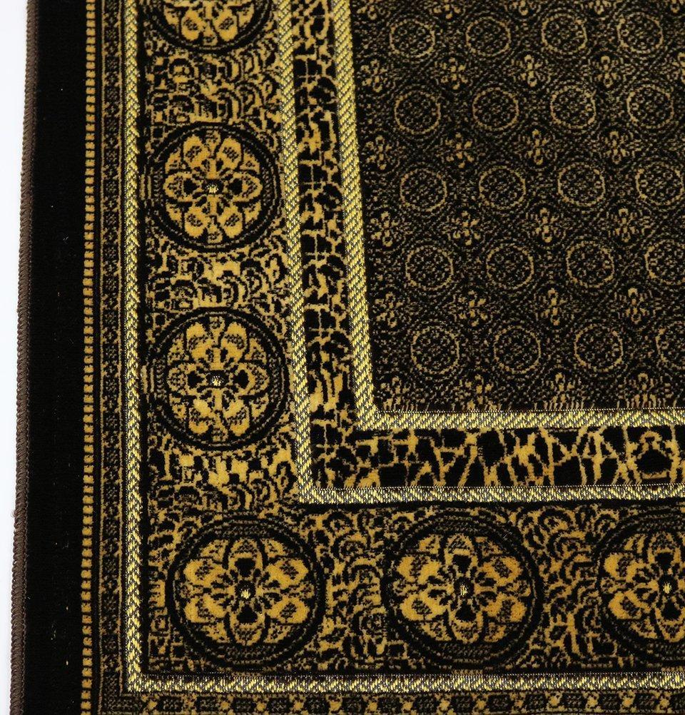 Velvet Floral Stamp Islamic Prayer Rug - Brown