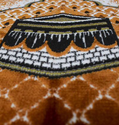 Modefa Prayer Rug Velvet Geometric Lattice Kaba Islamic Prayer Rug - Burnt Orange