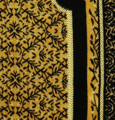 Velvet Vined Arch Islamic Prayer Rug - Brown