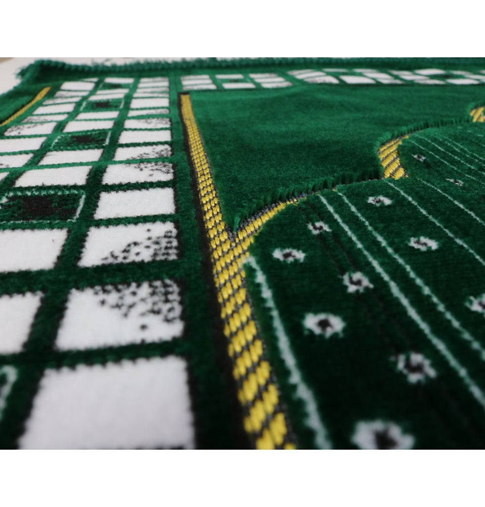 Modefa Prayer Rug Velvet Vined Arch Islamic Prayer Rug - Green