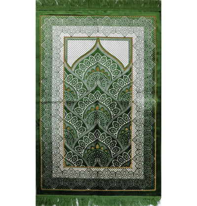 Velvet Plush Wide Extra Large Prayer Rug - Paisley Green