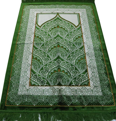 Velvet Plush Wide Extra Large Prayer Rug - Paisley Green