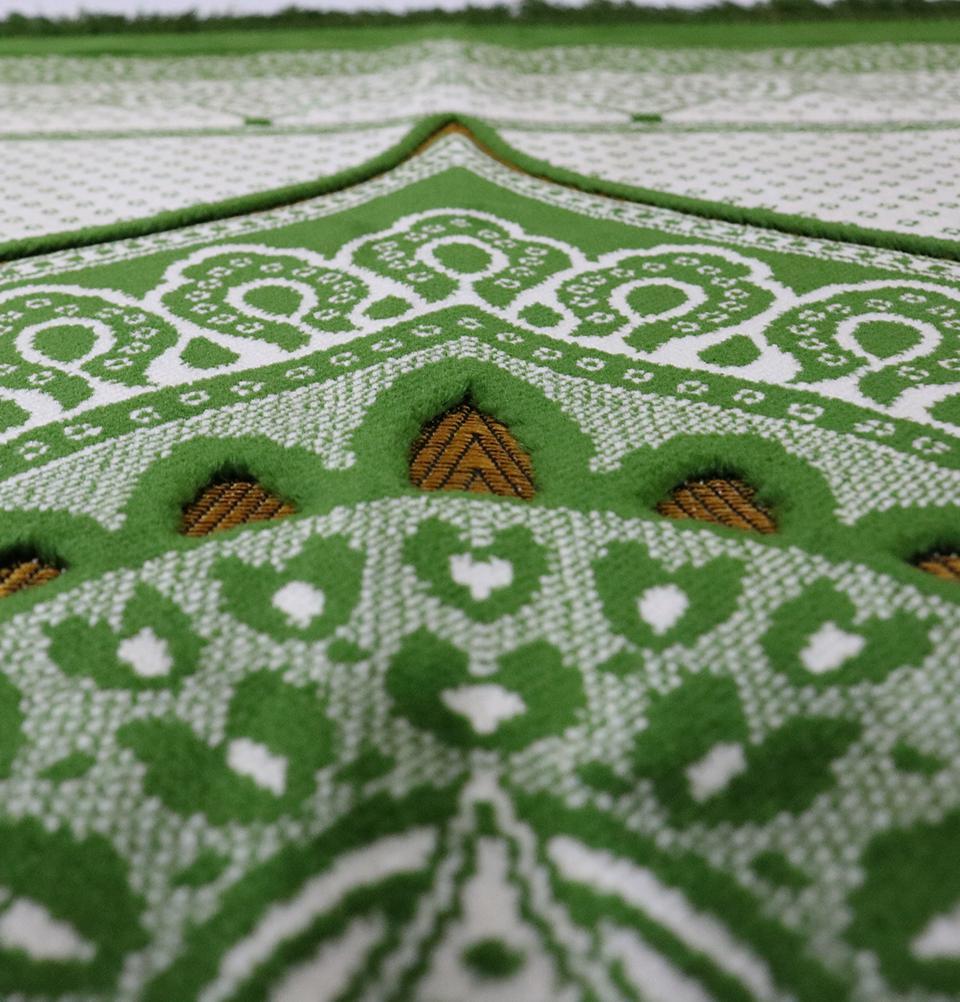 Velvet Plush Wide Extra Large Prayer Rug - Paisley Green