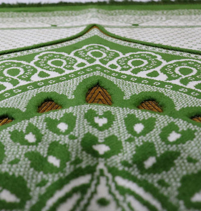 Velvet Plush Wide Extra Large Prayer Rug - Paisley Green