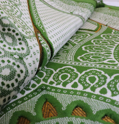 Velvet Plush Wide Extra Large Prayer Rug - Paisley Green