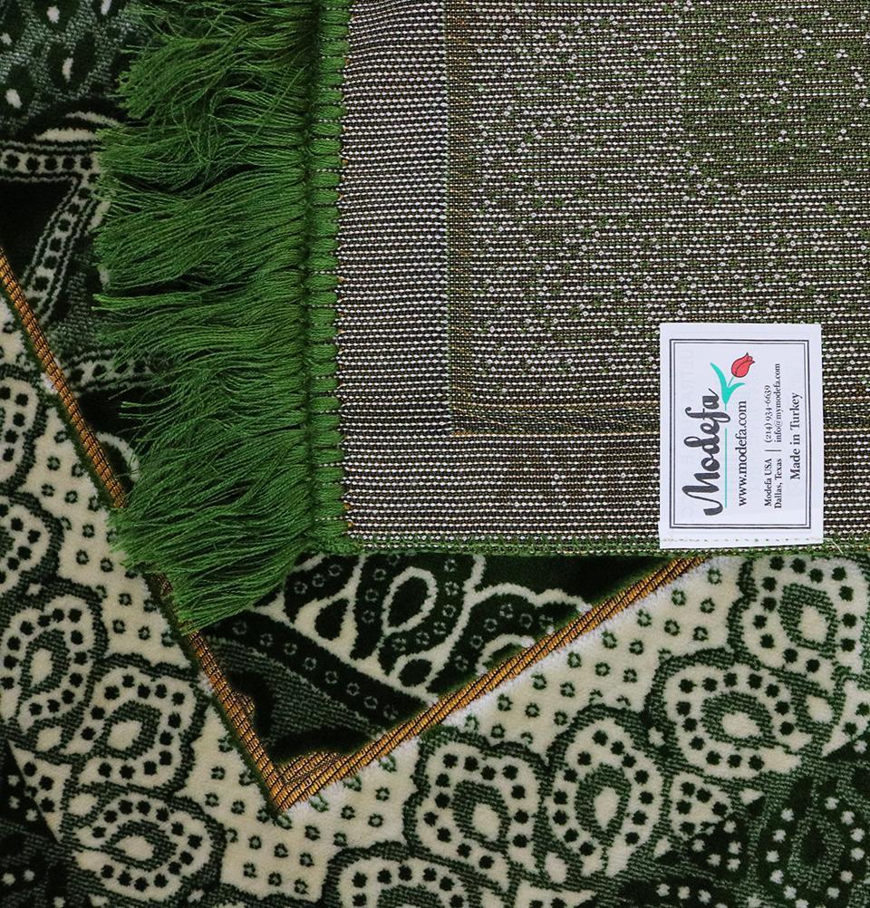Velvet Plush Wide Extra Large Prayer Rug - Paisley Green