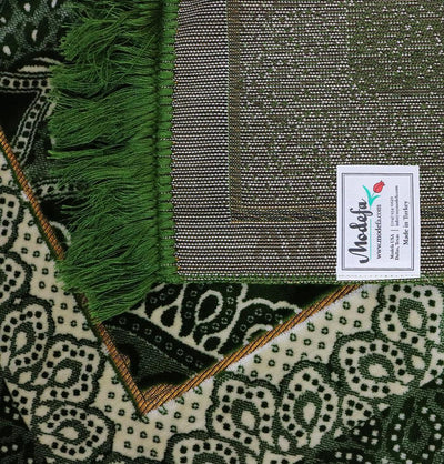 Velvet Plush Wide Extra Large Prayer Rug - Paisley Green