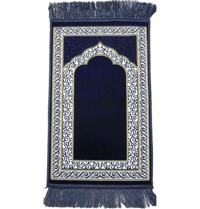Modefa Prayer Rug Vine Swirl Navy Blue Child Velvet Islamic Prayer Rug - Vine Swirl Navy Blue
