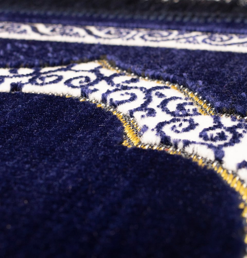Modefa Prayer Rug Vine Swirl Navy Blue Child Velvet Islamic Prayer Rug - Vine Swirl Navy Blue