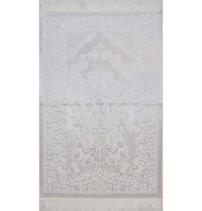Luxury Velvet Islamic Prayer Rug - White #2