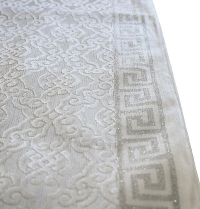 Luxury Thin Velvet Islamic Prayer Mat Gift Box Kaba White with Silver