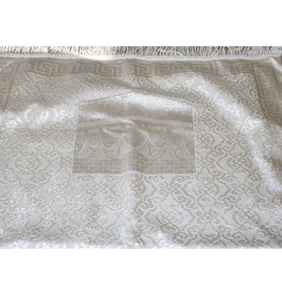 Luxury Thin Velvet Islamic Prayer Mat Gift Box Kaba White with Silver