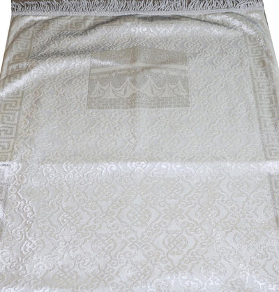 Luxury Thin Velvet Islamic Prayer Mat Gift Box Kaba White with Silver