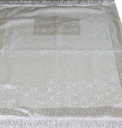 Luxury Thin Velvet Islamic Prayer Mat Gift Box Kaba White with Silver