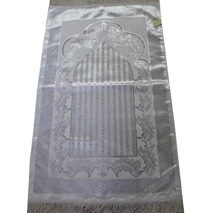 Modefa Prayer Rug Luxury Thin Velvet Prayer Mat Gift Box Set White Silver - Modefa 