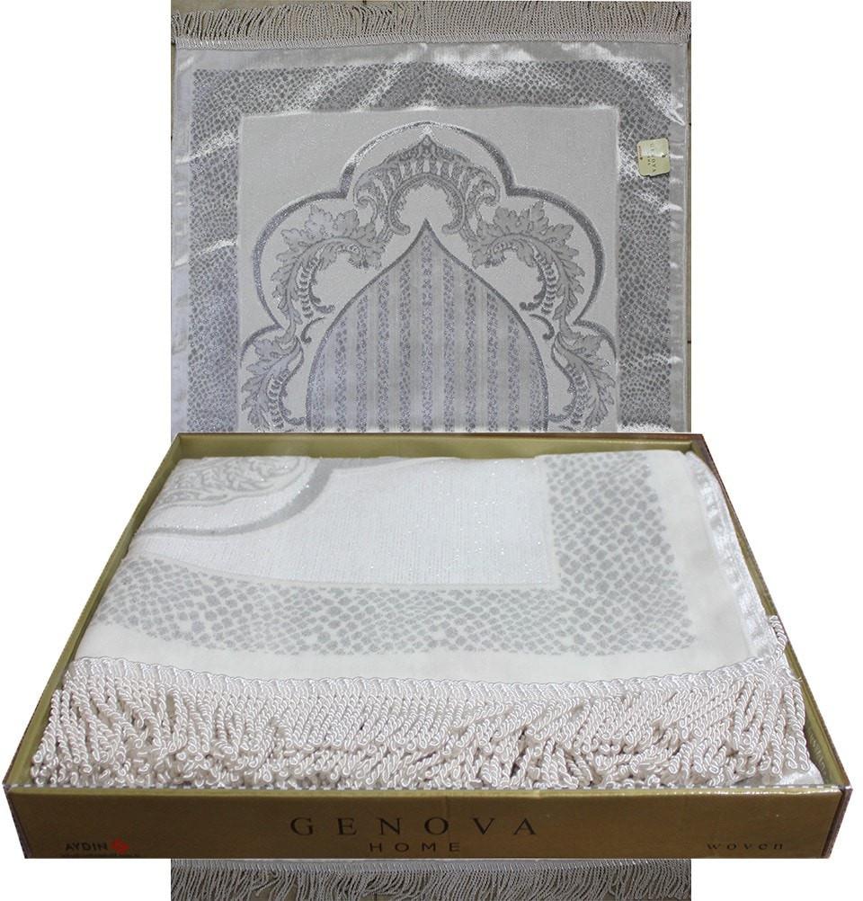 Modefa Prayer Rug Luxury Thin Velvet Prayer Mat Gift Box Set White Silver - Modefa 