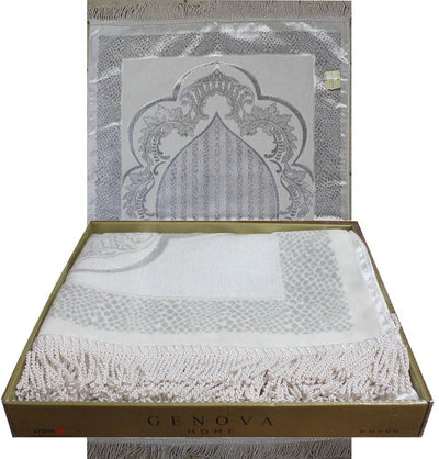 Modefa Prayer Rug Luxury Thin Velvet Prayer Mat Gift Box Set White Silver - Modefa 