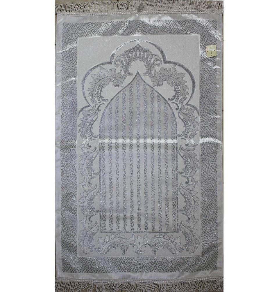 Modefa Prayer Rug Luxury Thin Velvet Prayer Mat Gift Box Set White Silver - Modefa 