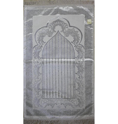 Modefa Prayer Rug Luxury Thin Velvet Prayer Mat Gift Box Set White Silver - Modefa 