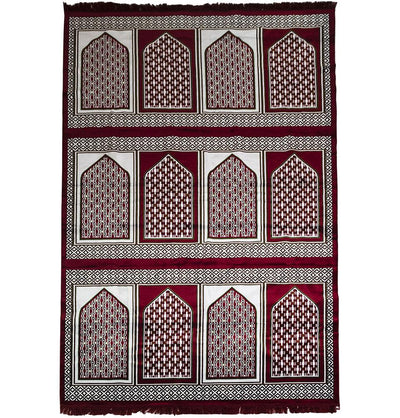 Modefa Prayer Rug Wide 12 Person Masjid Islamic Prayer Rug - Red