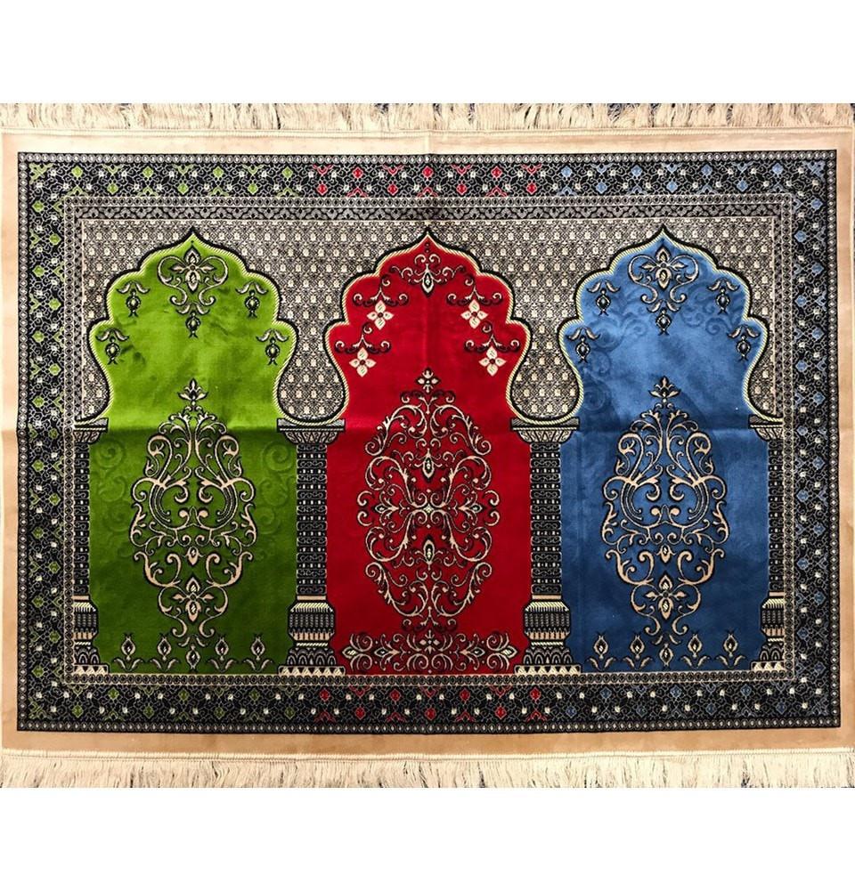Wide 3 Person Prayer Rug Multicolored Kaba #17-3