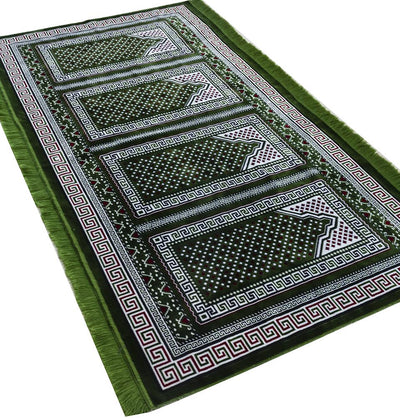 Modefa Prayer Rug Wide 4 Person Masjid Islamic Prayer Rug - Geometric Dotted Arch Green