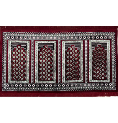 Modefa Prayer Rug Wide 4 Person Masjid Islamic Prayer Rug - Red & Green