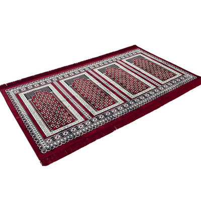 Modefa Prayer Rug Wide 4 Person Masjid Islamic Prayer Rug - Red & Green