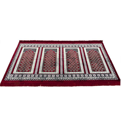 Modefa Prayer Rug Wide 4 Person Masjid Islamic Prayer Rug - Red & Green