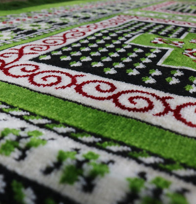 Wide 4 Person Masjid Prayer Rug - Green/Red #2