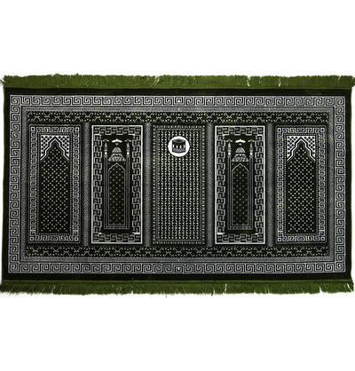 Modefa Prayer Rug Wide 5 Person Masjid Islamic Prayer Rug - Kaba Mosque Dark Green