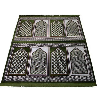 Modefa Prayer Rug Wide 8 Person Masjid Islamic Prayer Rug - Geometric Green