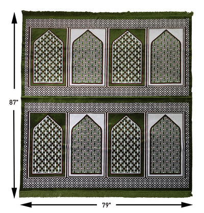 Modefa Prayer Rug Wide 8 Person Masjid Islamic Prayer Rug - Geometric Green