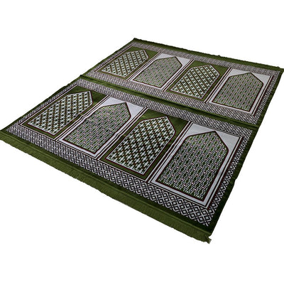 Modefa Prayer Rug Wide 8 Person Masjid Islamic Prayer Rug - Geometric Green