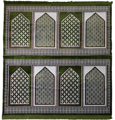 Modefa Prayer Rug Wide 8 Person Masjid Islamic Prayer Rug - Geometric Green