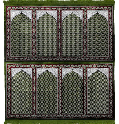 Modefa Prayer Rug Wide 8 Person Masjid Islamic Prayer Rug | Green & Red