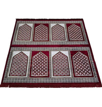 Modefa Prayer Rug Wide 8 Person Masjid Islamic Prayer Rug - Red #2