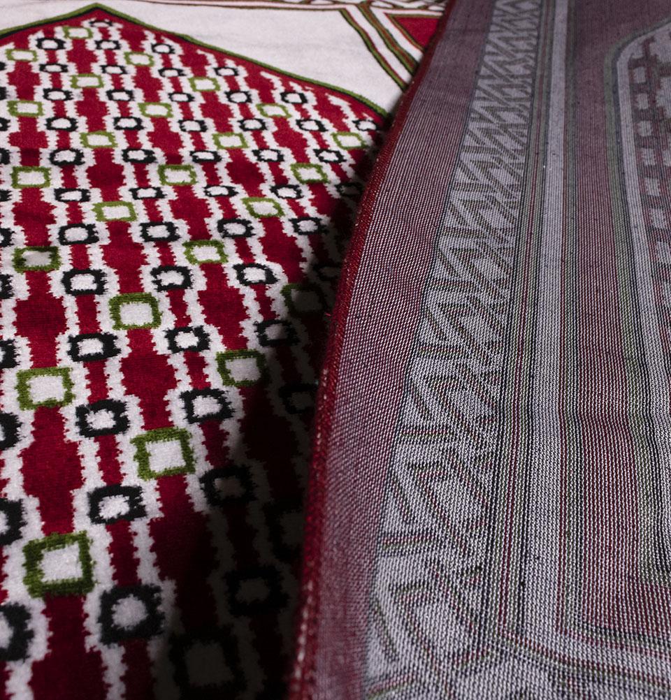 Wide 8 Person Masjid Islamic Prayer Rug - Red #2