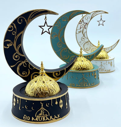 Modefa Ramadan &amp; Eid Party Black Islamic Holiday Decor | Eid Mubarak Crescent Moon Oud Incense Burner - Black