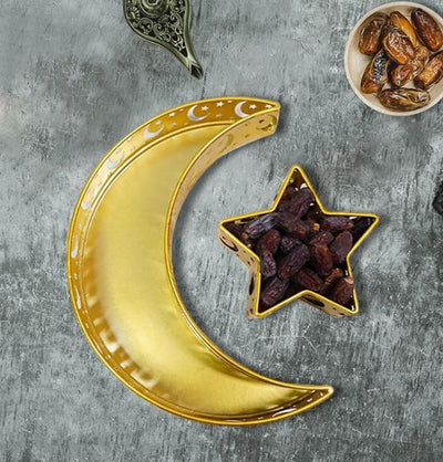 Modefa Ramadan & Eid Party Decorative Ramadan Serving Tray - Crescent Moon & Star