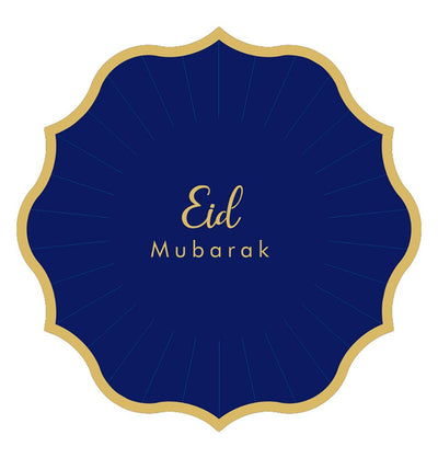 Modefa Ramadan & Eid Party Eid Mubarak Disposable Paper Plates Blue & Gold - Set of 8