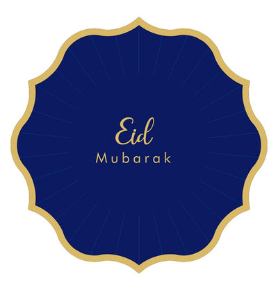 Modefa Ramadan & Eid Party Eid Mubarak Disposable Paper Plates Blue & Gold - Set of 8