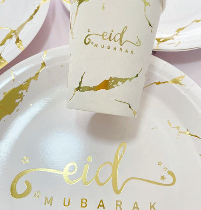 Modefa Ramadan & Eid Party Eid Mubarak Disposable Plates, Cups, Napkins Set of 10