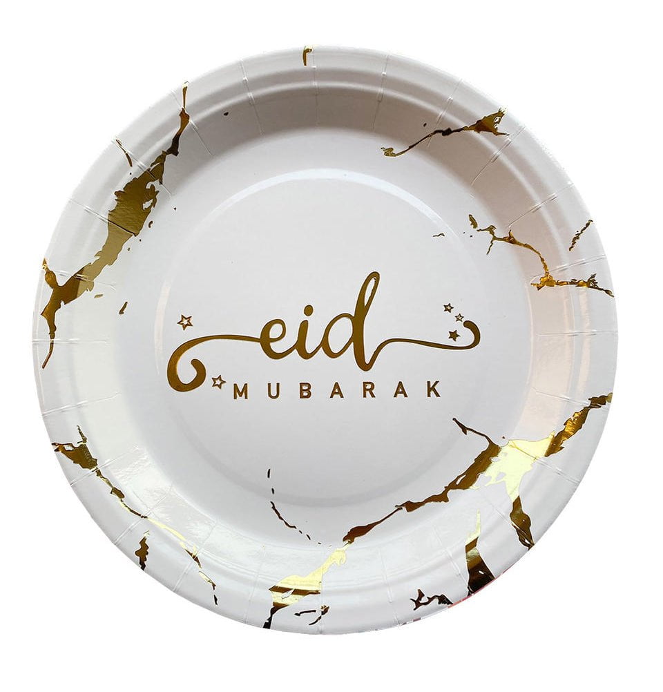 Modefa Ramadan & Eid Party Eid Mubarak Disposable Plates, Cups, Napkins Set of 10
