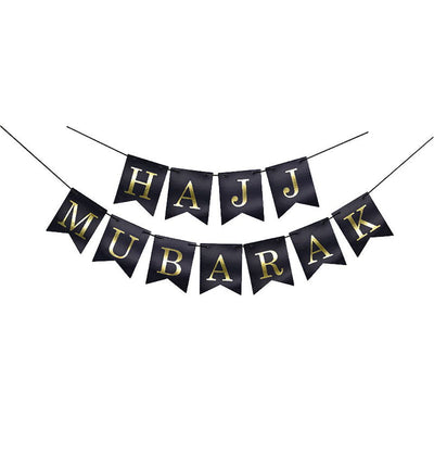 Modefa Ramadan & Eid Party Hajj Mubarak Banner - Black & Silver