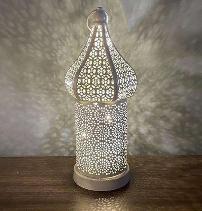 Modefa Ramadan & Eid Party Islamic Holiday Decor | Moroccan Wind Lantern 10.5in - White