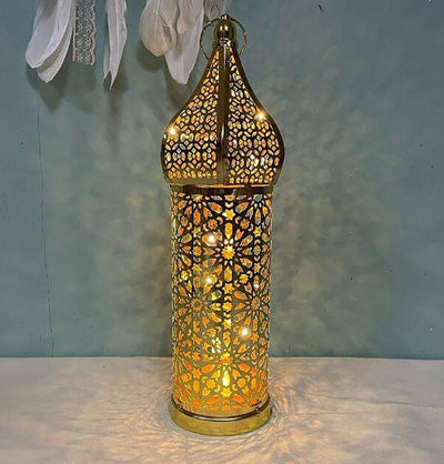 Modefa Ramadan & Eid Party Islamic Holiday Decor | Moroccan Wind Lantern 14in - Gold