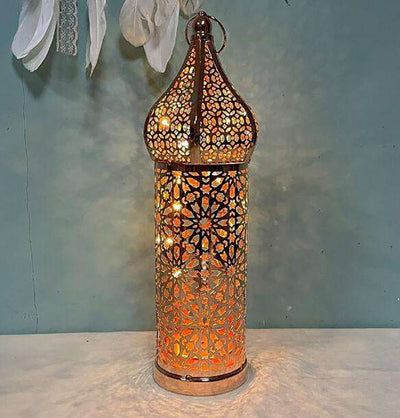 Modefa Ramadan & Eid Party Islamic Holiday Decor | Moroccan Wind Lantern 14in - Rose Gold